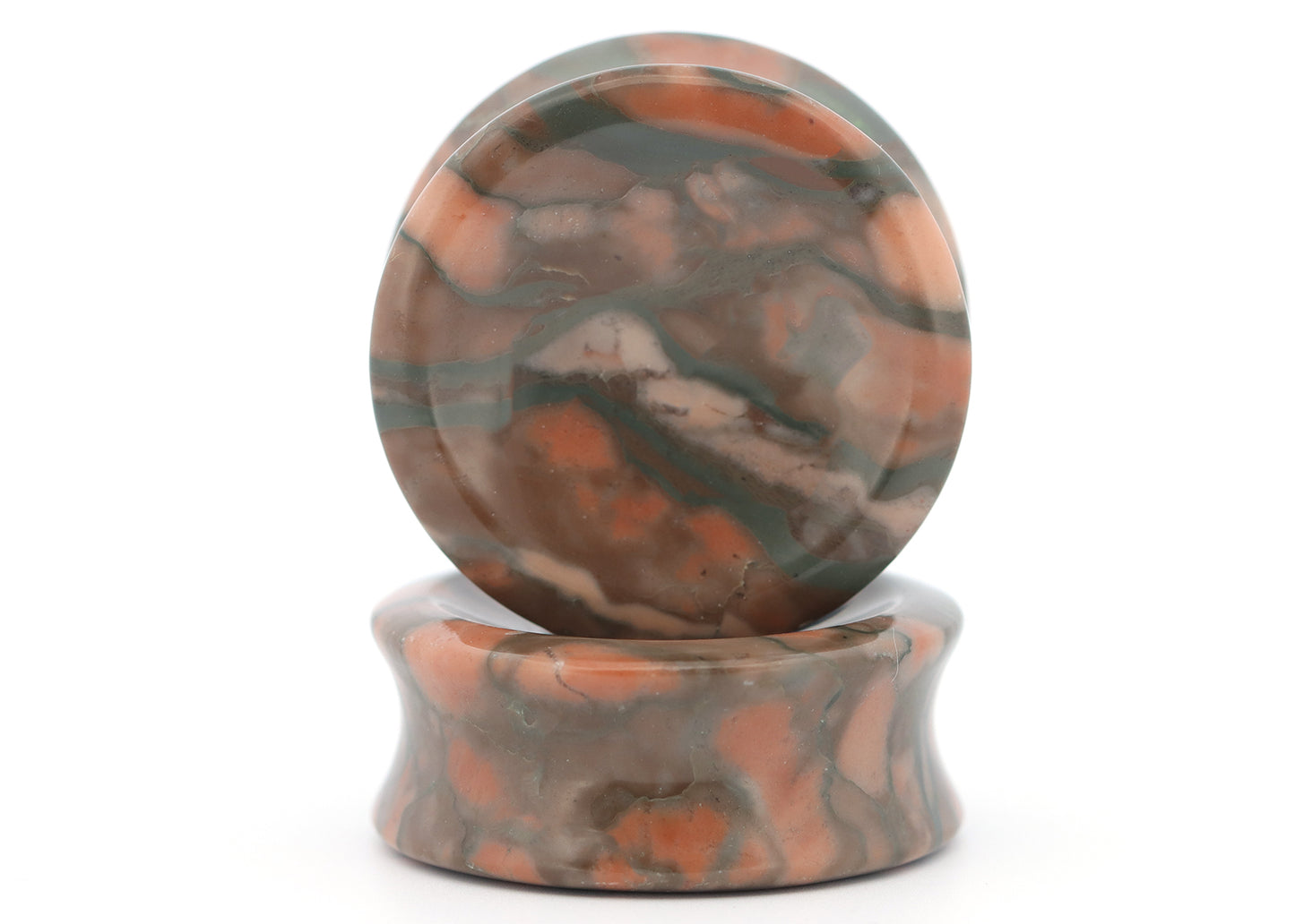 1 + 1/4" Double Flare Petrified Wood Plugs