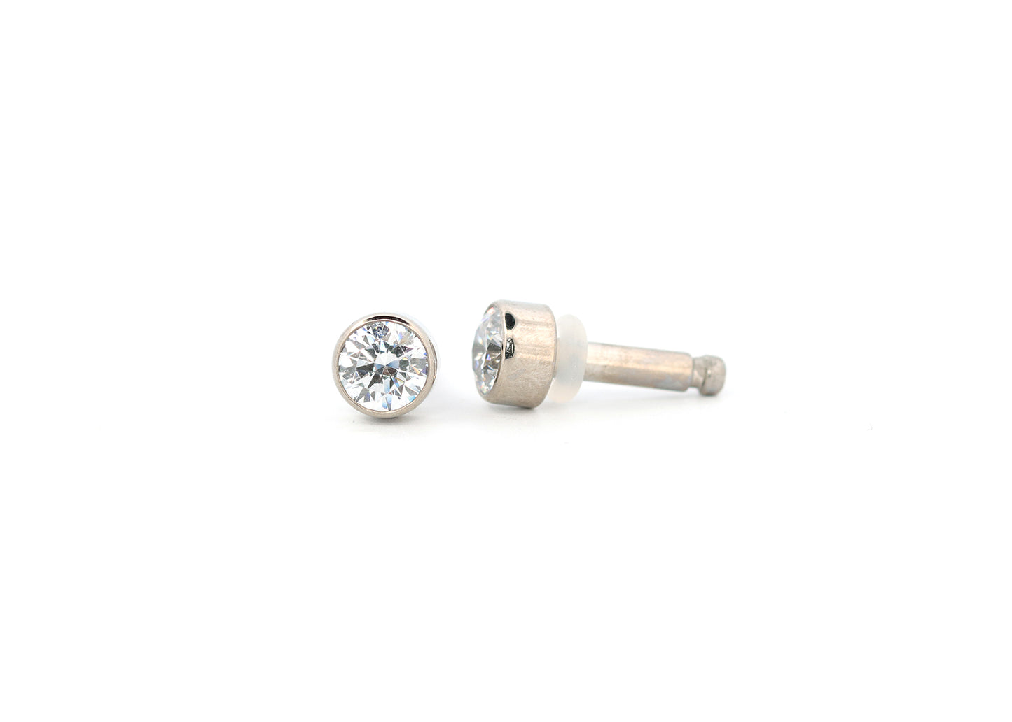 10g Titanium Cubic Zirconia Single Gem Plugs