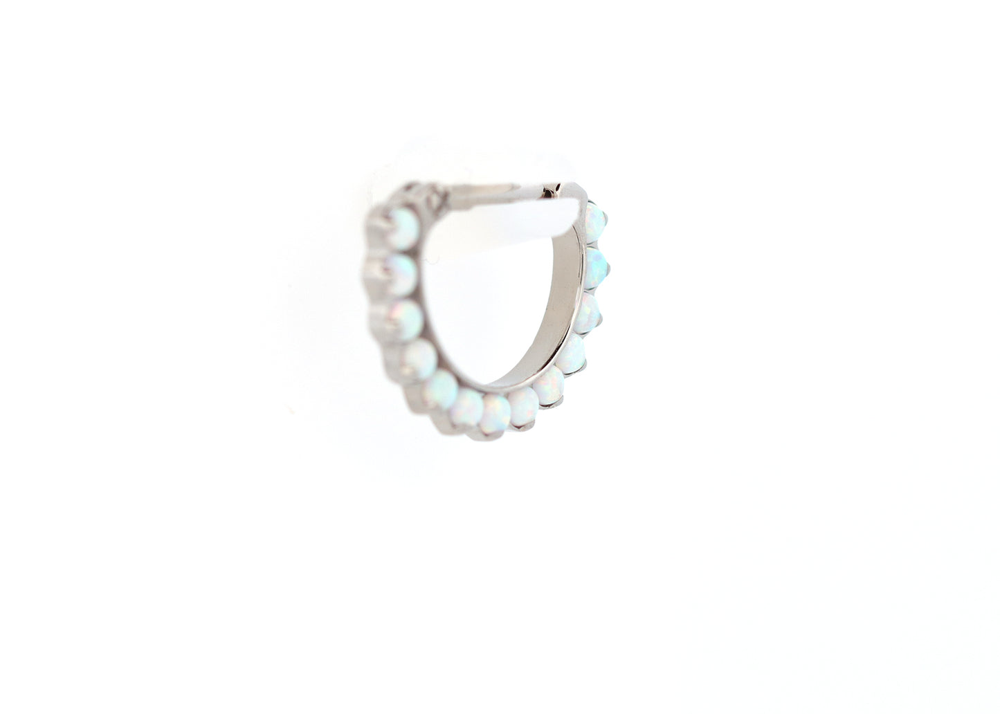 Titanium 16g 13 Stone White Opal Clicker