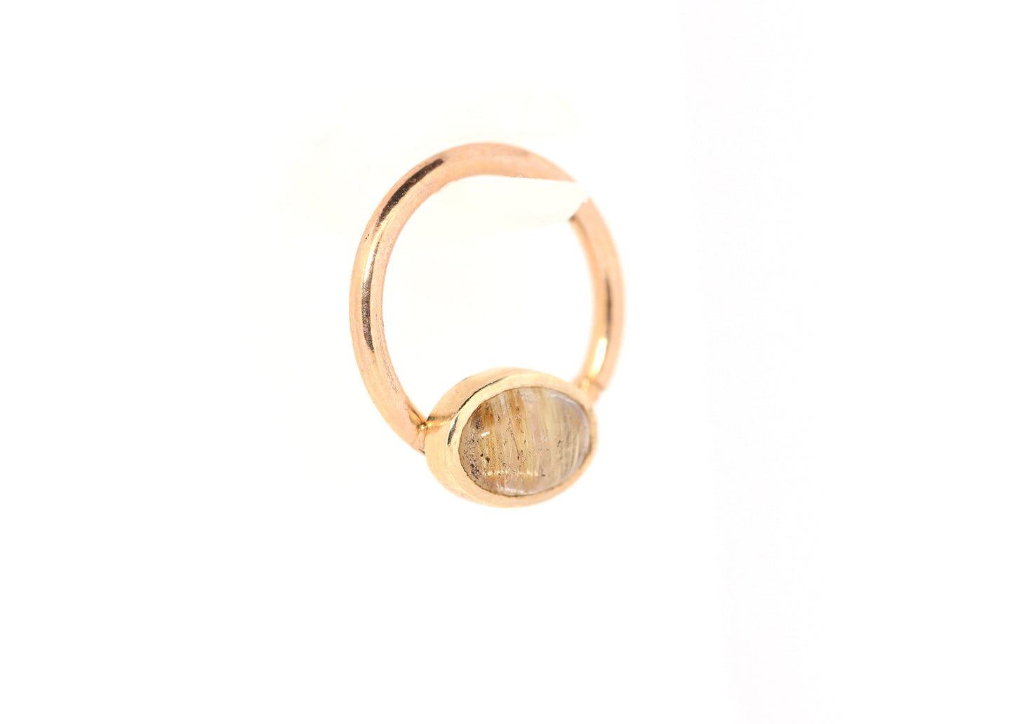 18g Bezel Set Rutilated Quartz Oval Seam Ring