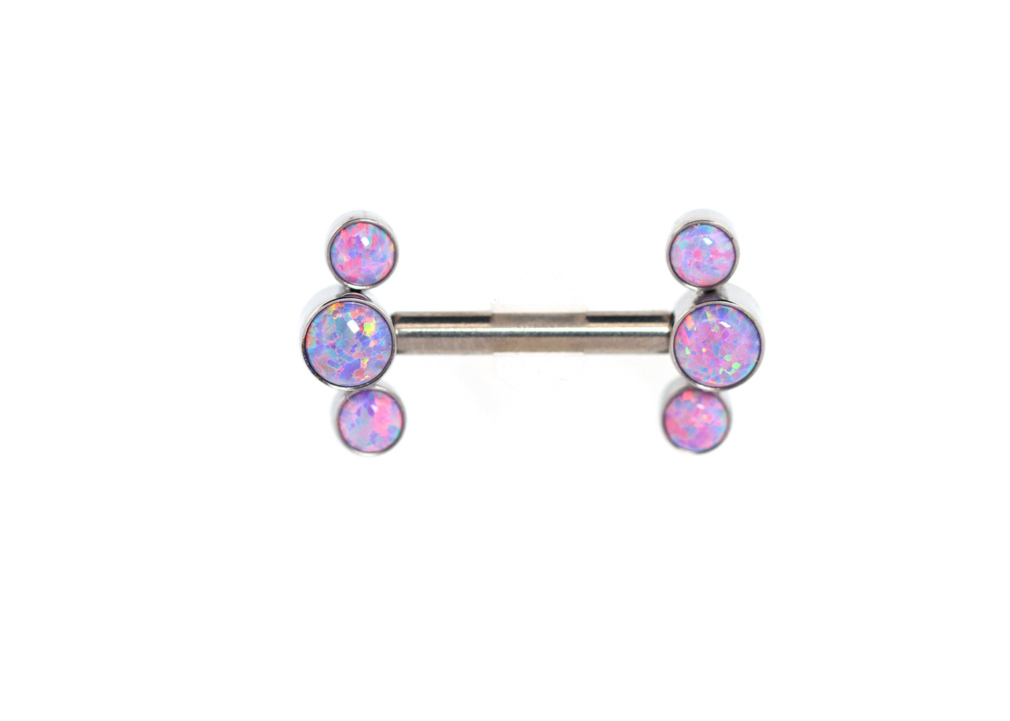 Titanium Triple Lavender Opal Bezel Nipple Barbell Set