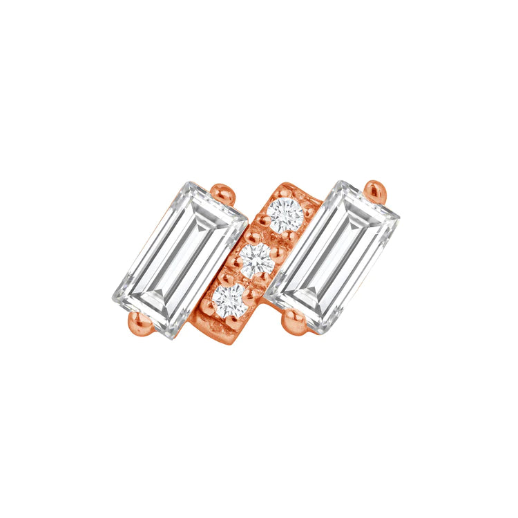 18g Threadless Triple Staggered Baguette w/ Cubic Zirconia