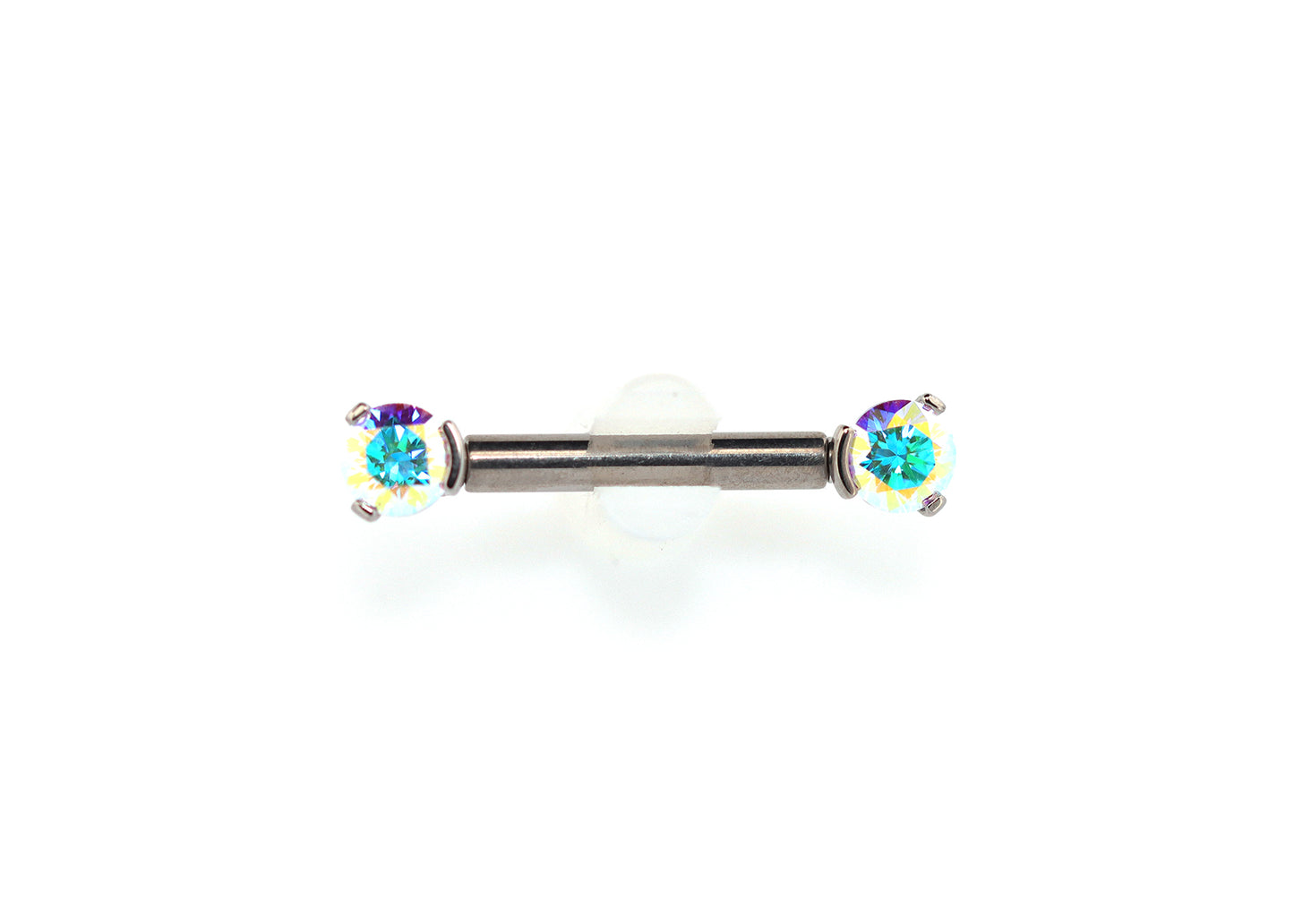 Titanium Aurora Borealis Prong Nipple Barbell Set