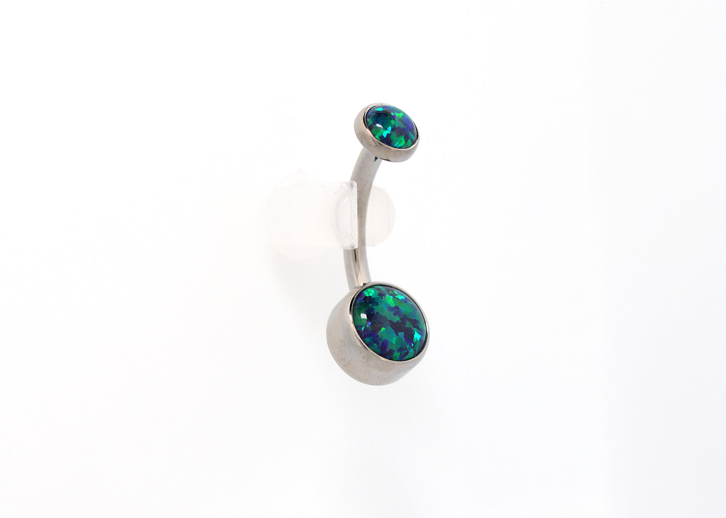 Titanium 4x6mm Peacock Opal Navel Curve