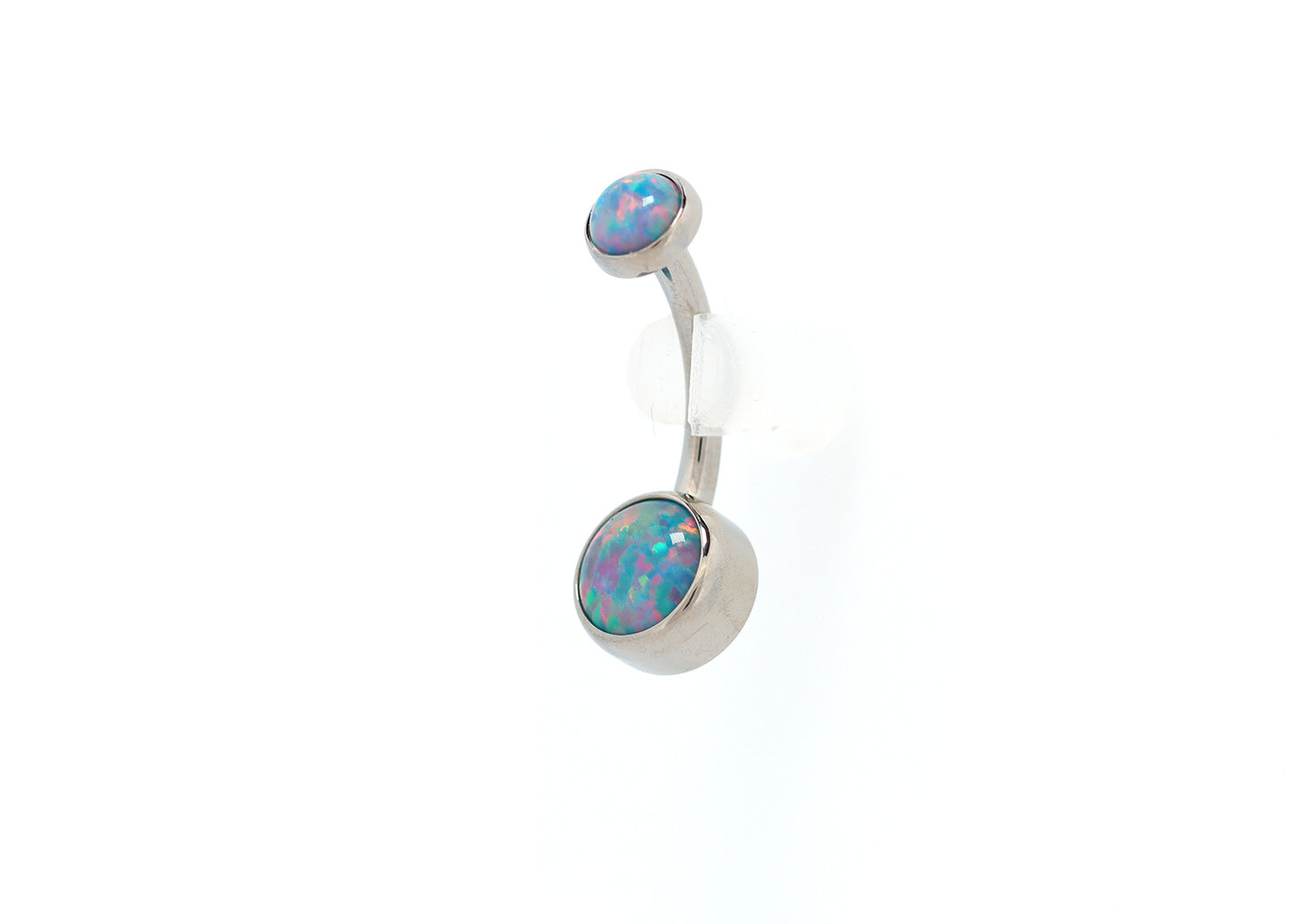 Titanium 4x6mm Teal Opal Navel Curve