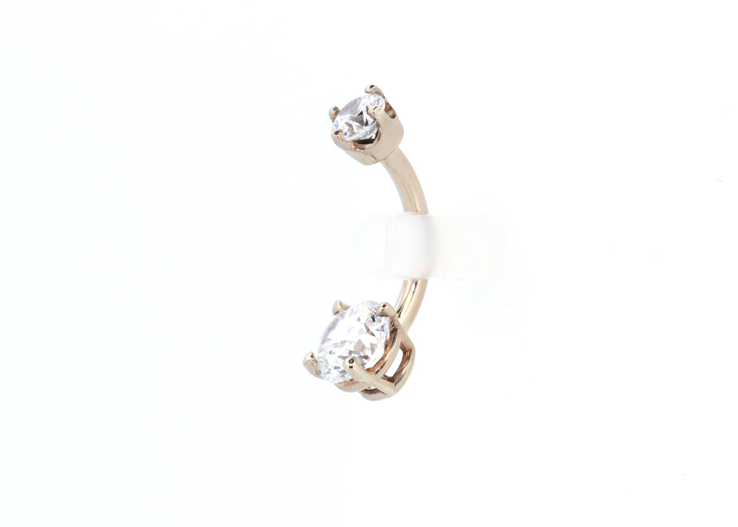 White Gold 4 Prong Round Cubic Zirconia Navel Curve