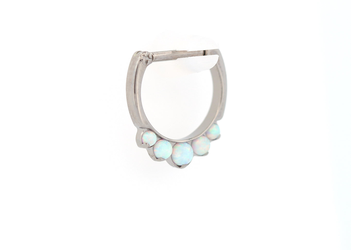 Titanium 16g 5 Stone White Opal Clicker