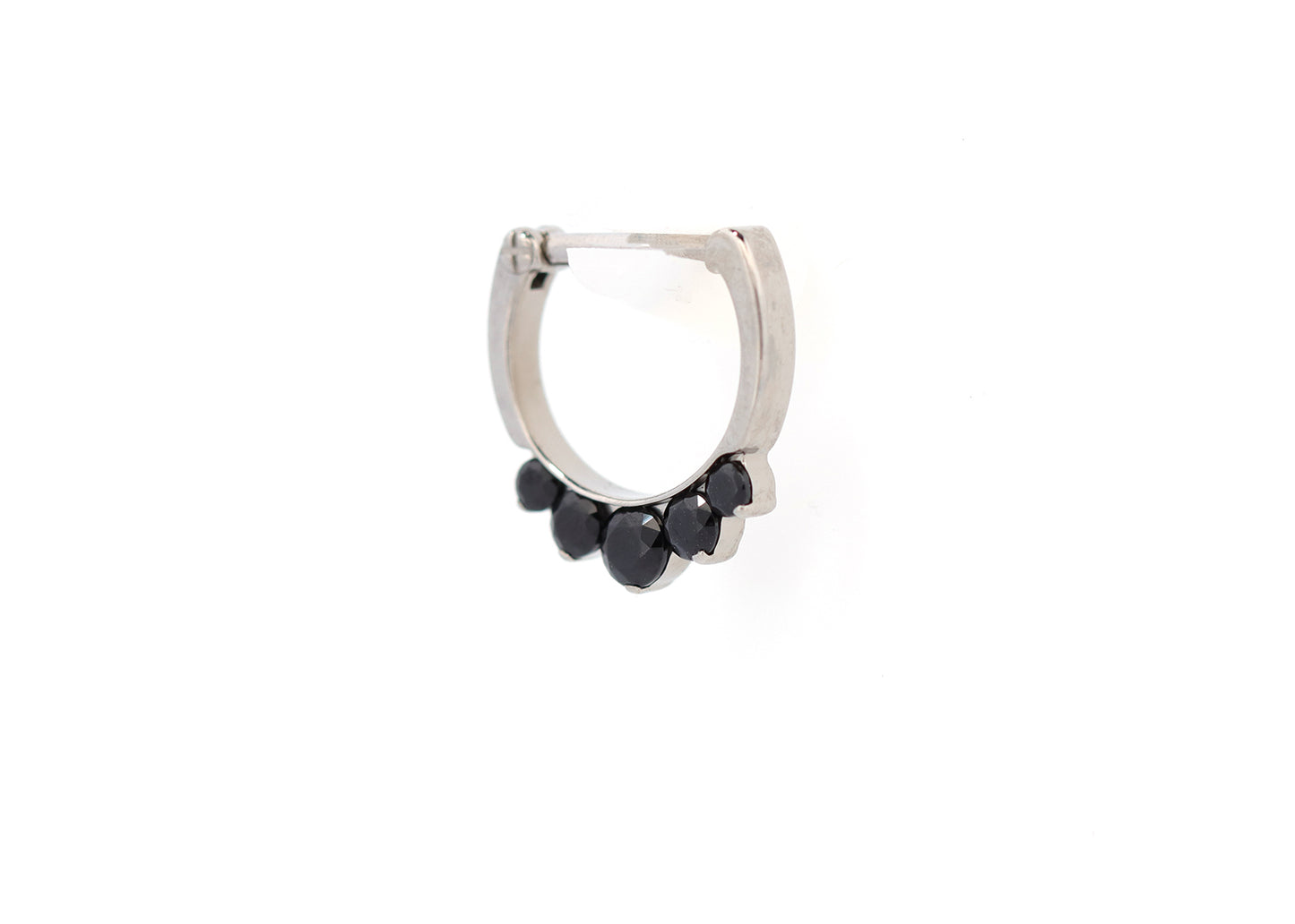 Titanium 16g 5 Stone Black Cubic Zirconia Clicker