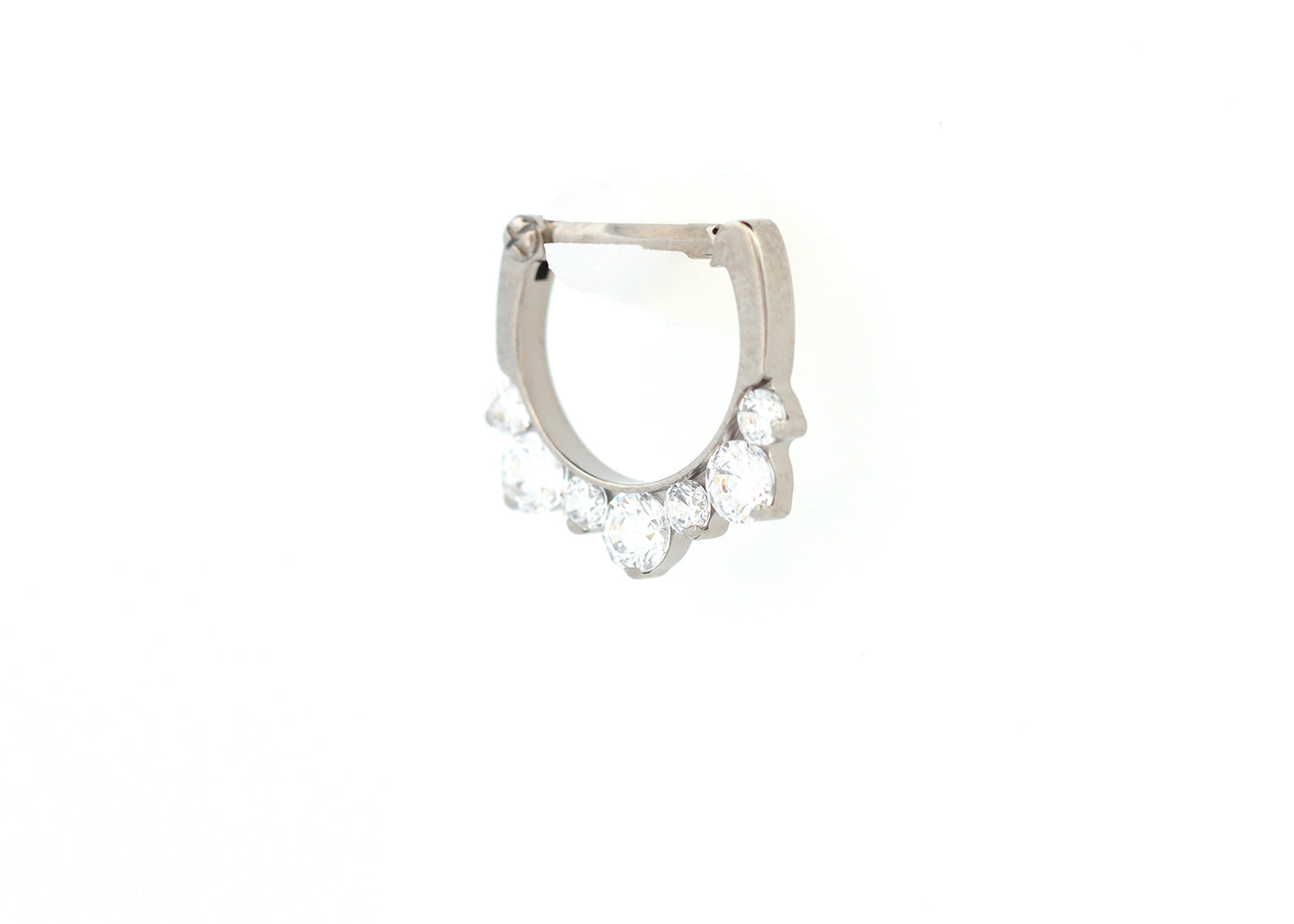 Titanium 16g 7 Stone Cubic Zirconia Clicker