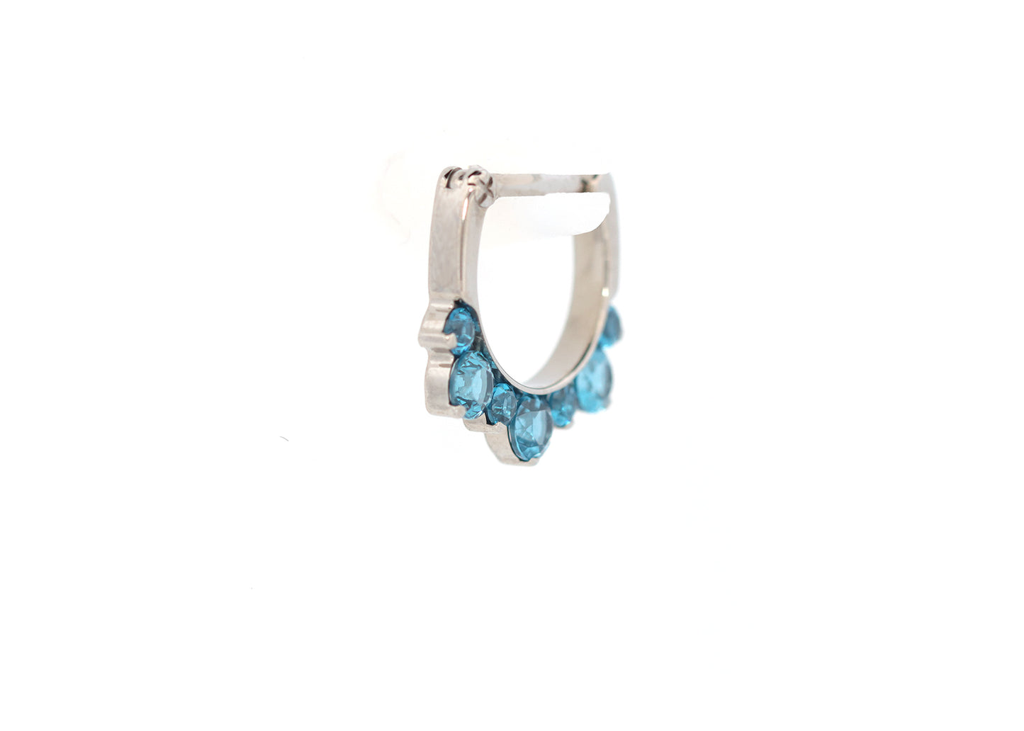 Titanium 16g 7 Stone London Blue Cubic Zirconia Clicker