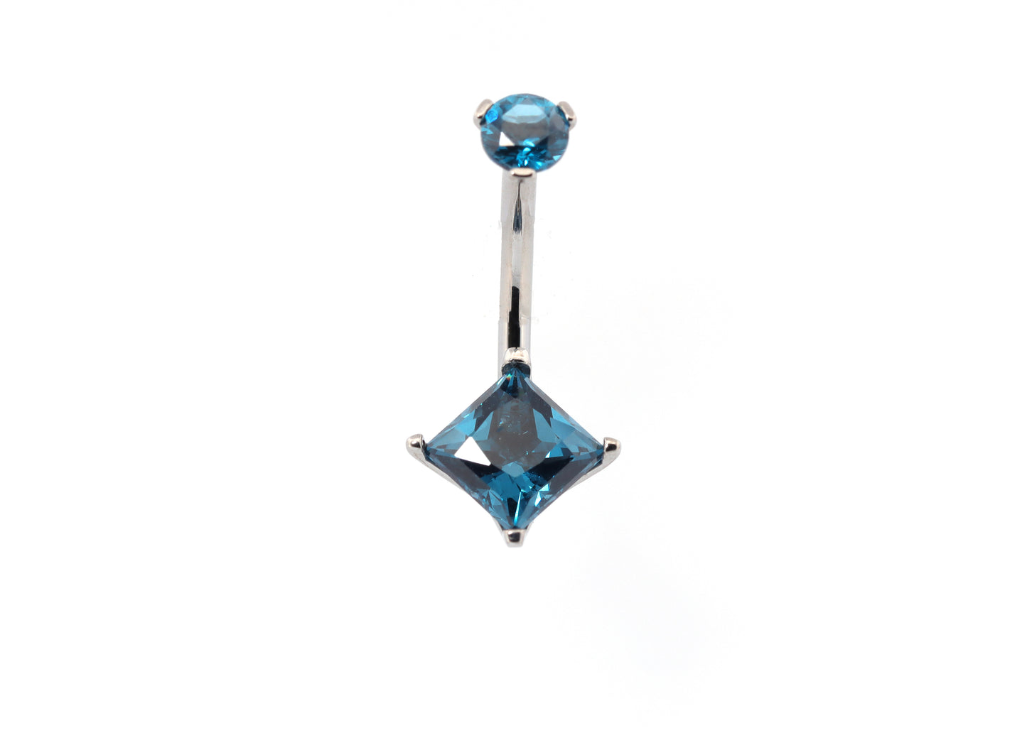 Titanium London Blue Princess Cut Cubic Zirconia Navel Curve