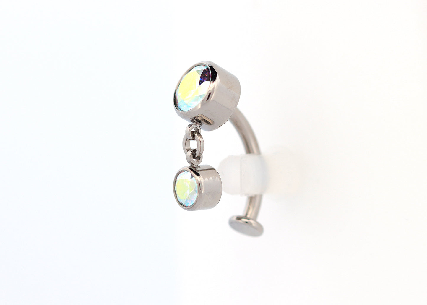 Titanium Aurora Borealis Bezel Dangle Floating Navel Curve