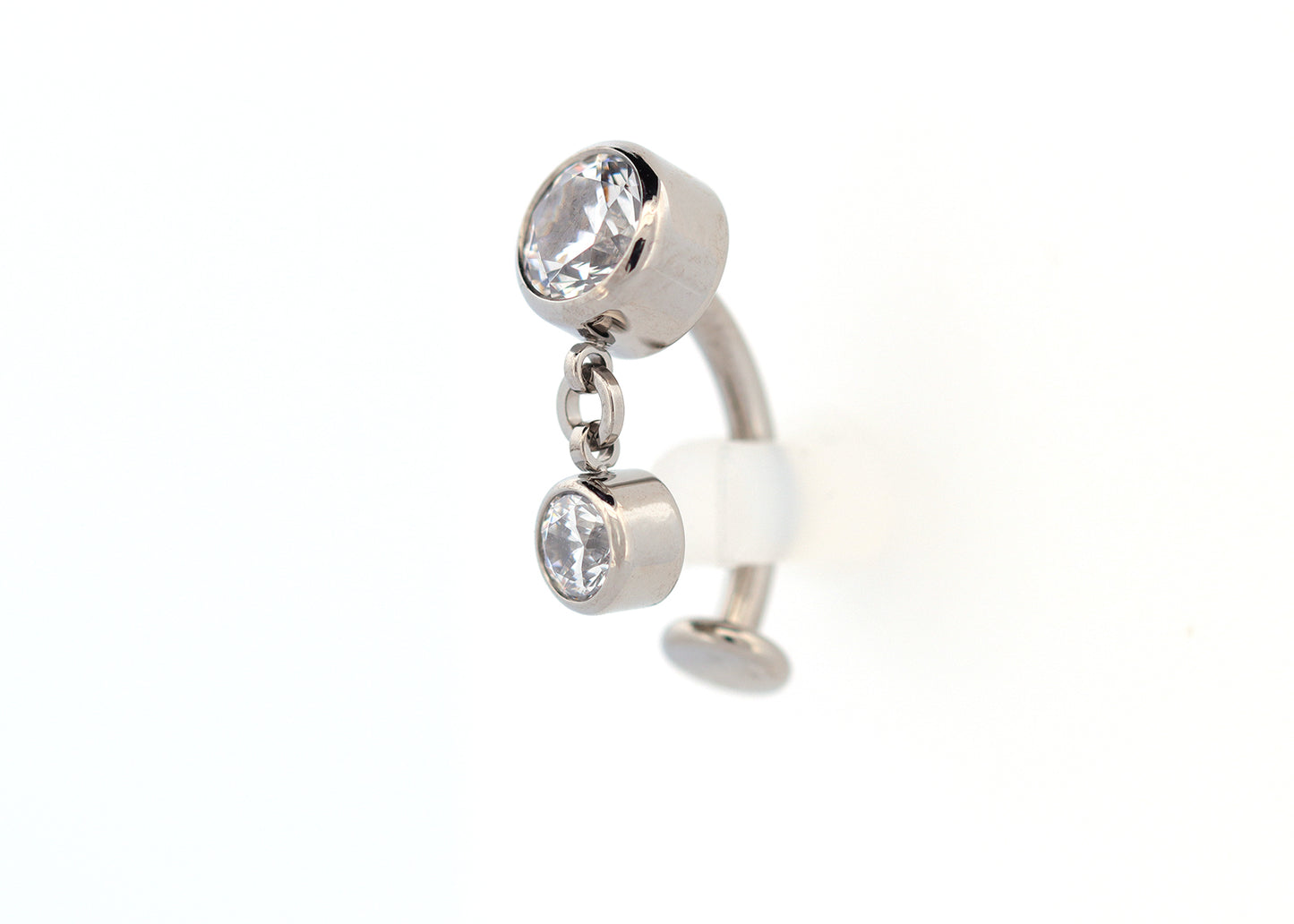 Titanium Cubic Zirconia Bezel Dangle Floating Navel Curve