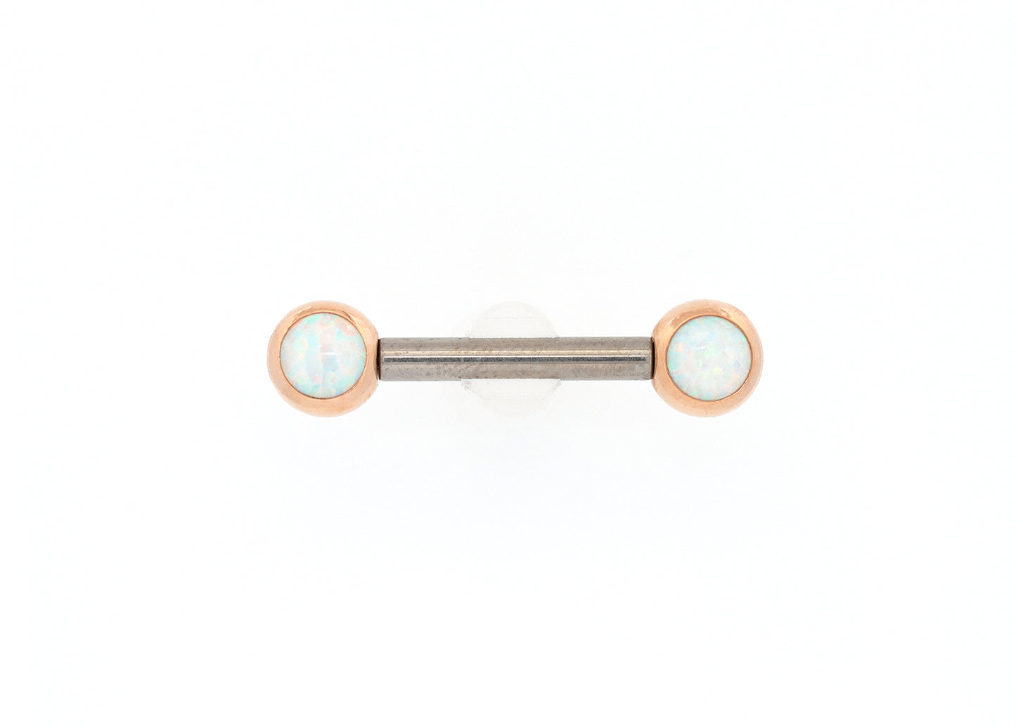 18K Gold Bezel White Opal Nipple Barbell