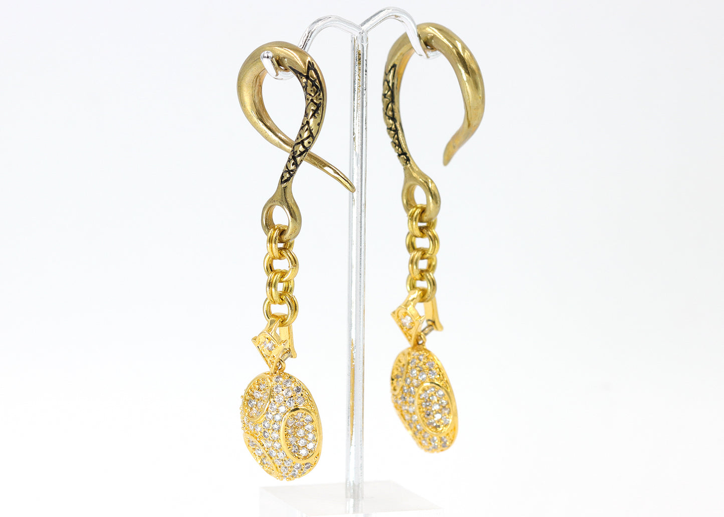 6g Brass Coils with Gold Cubic Zirconia Clusters