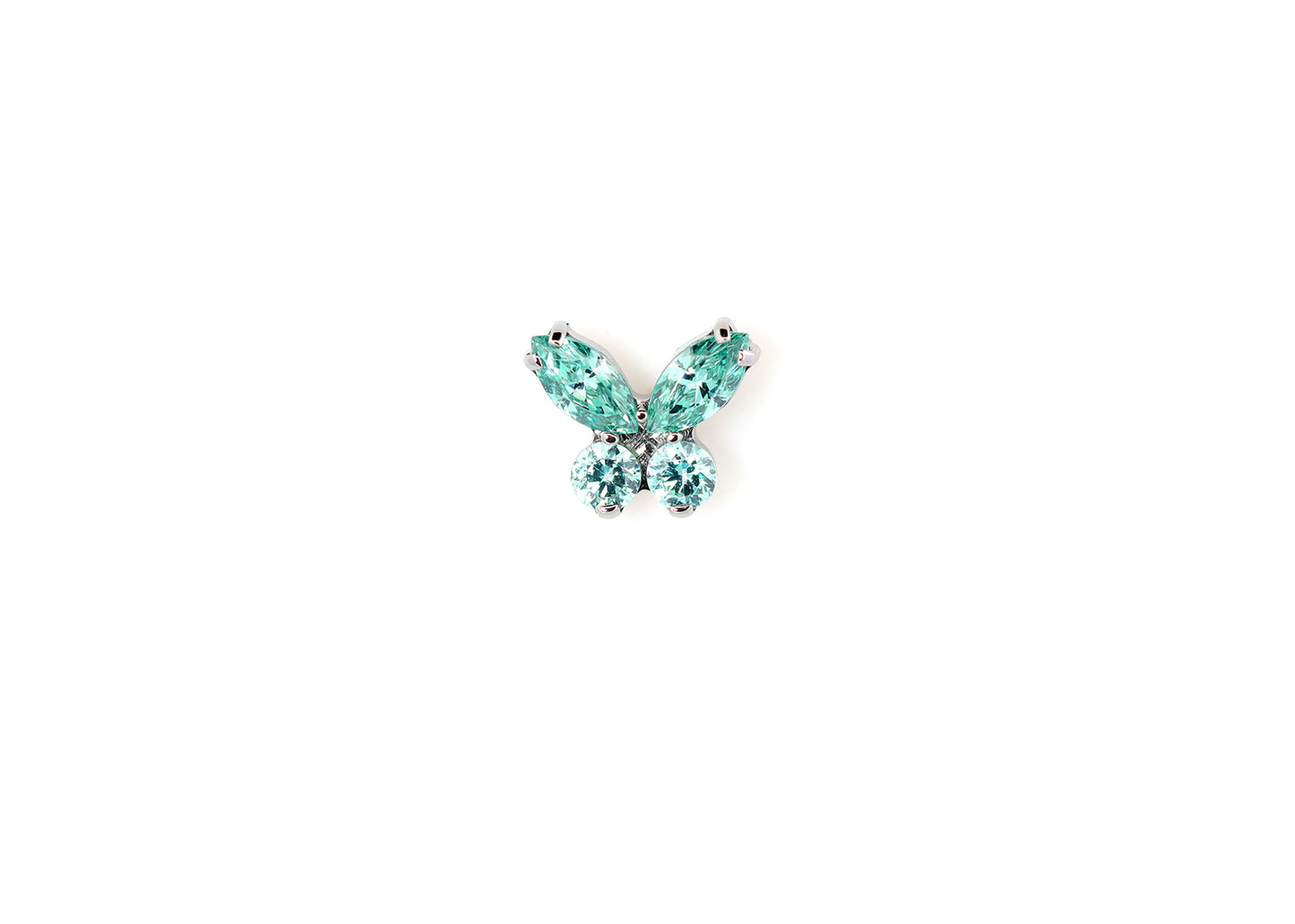 Butterfly Mint Green Cubic Zirconia Threadless End