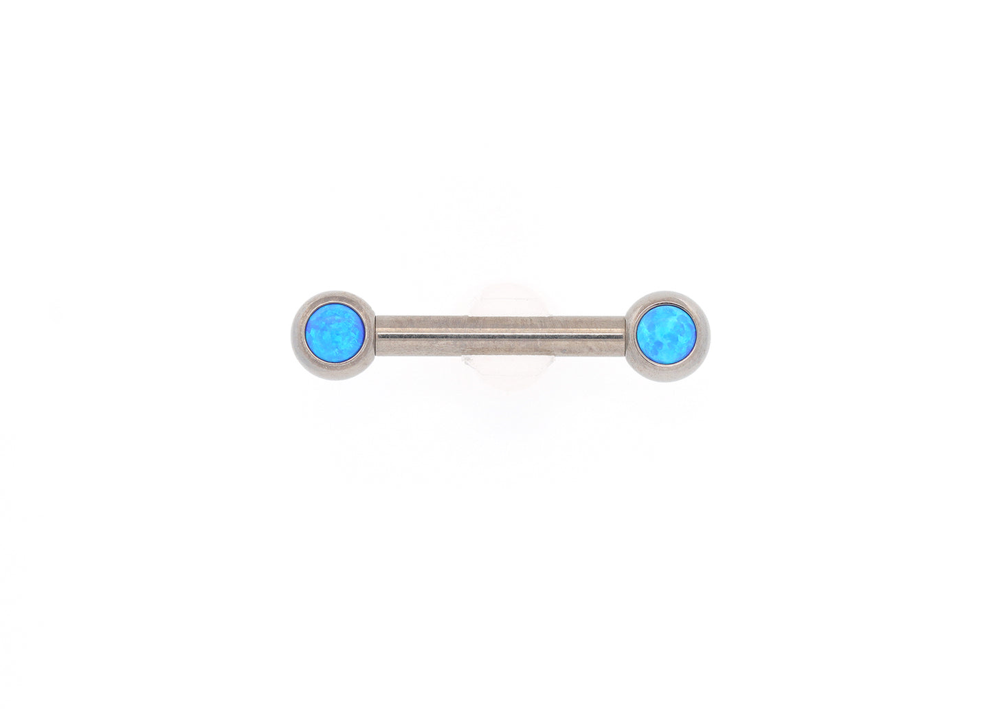 Titanium Capri Blue Opal Bezel Nipple Barbell Set