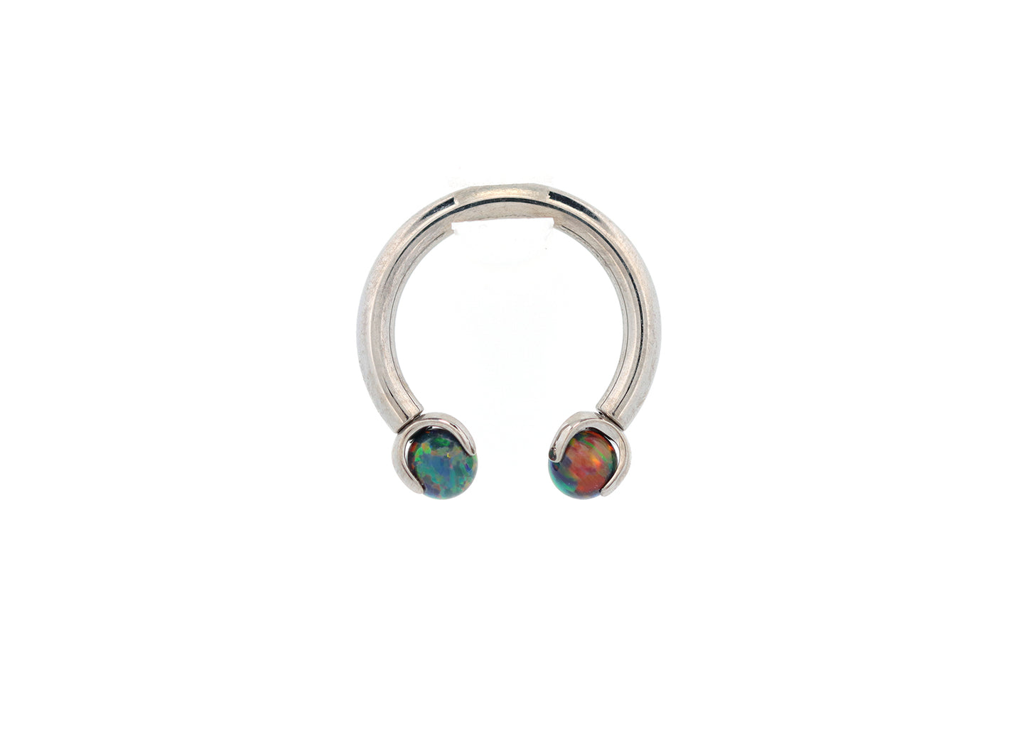 14g Titanium Circular Barbell Black Opal end Septum Ring