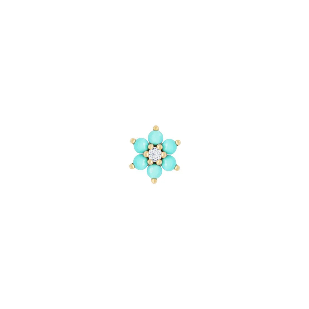 18g Threadless Buddha Jewelry Cultivate w/ Turquoise & Cubic Zirconia