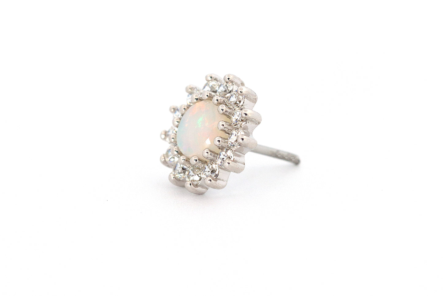 18g Threadless Delphine w/ White Opal & Cubic Zirconia