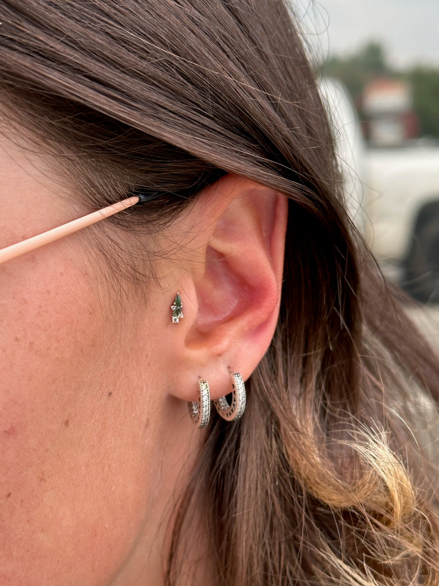 Visionary Moss Agate & White Topaz Threadless End