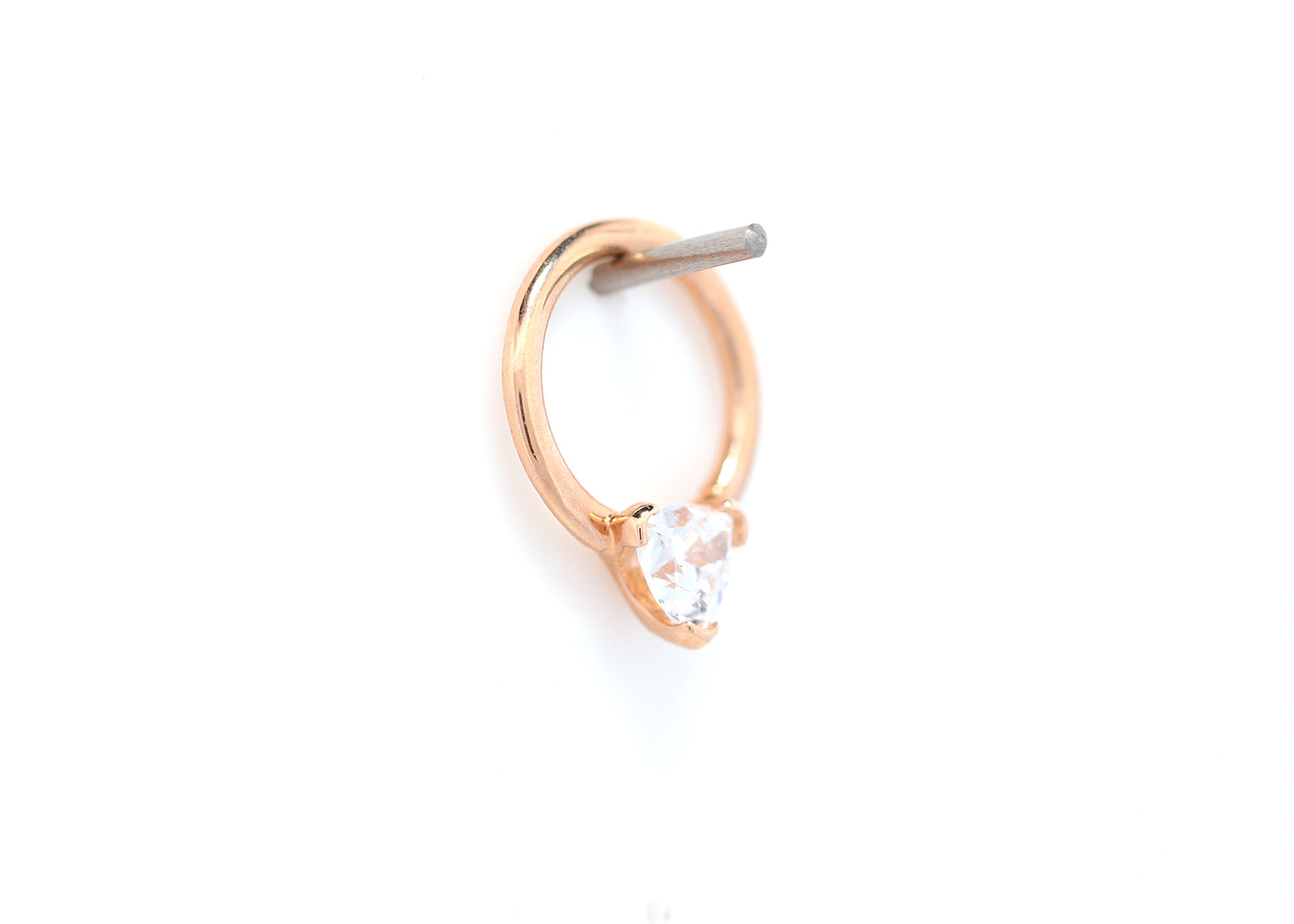 16g 18K Rose Gold Trillion Cut Cubic Zirconia Seam Ring