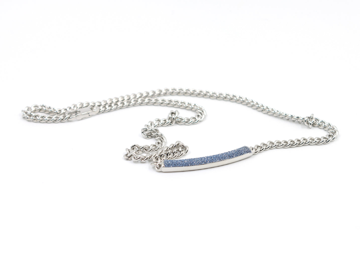 White Gold Diamond Dust Bar Necklace