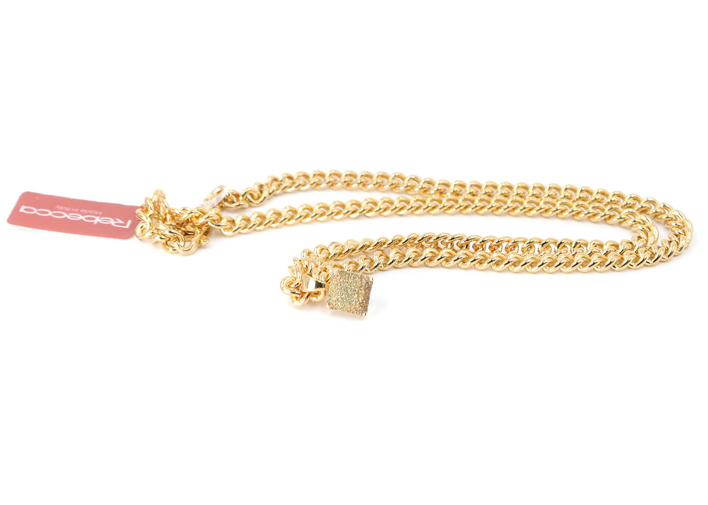Yellow Gold Diamond Dust Cube Necklace