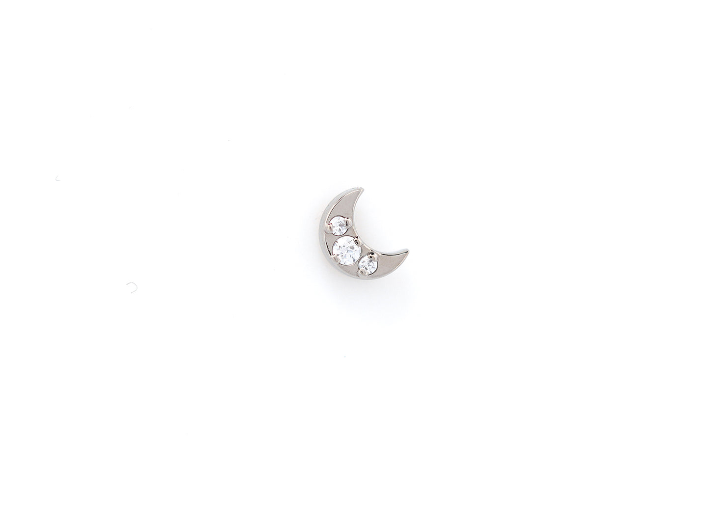 Titanium Luna Moon with Cubic Zirconia Threadless End