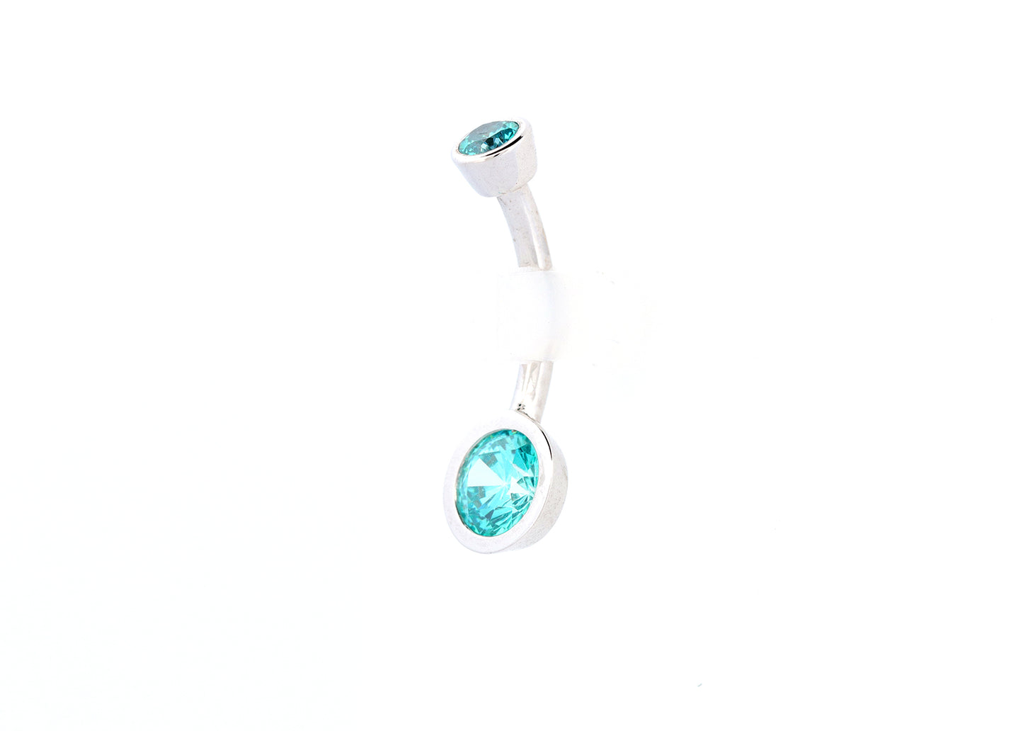 Bezel Mint Green Cubic Zirconia Navel Curve