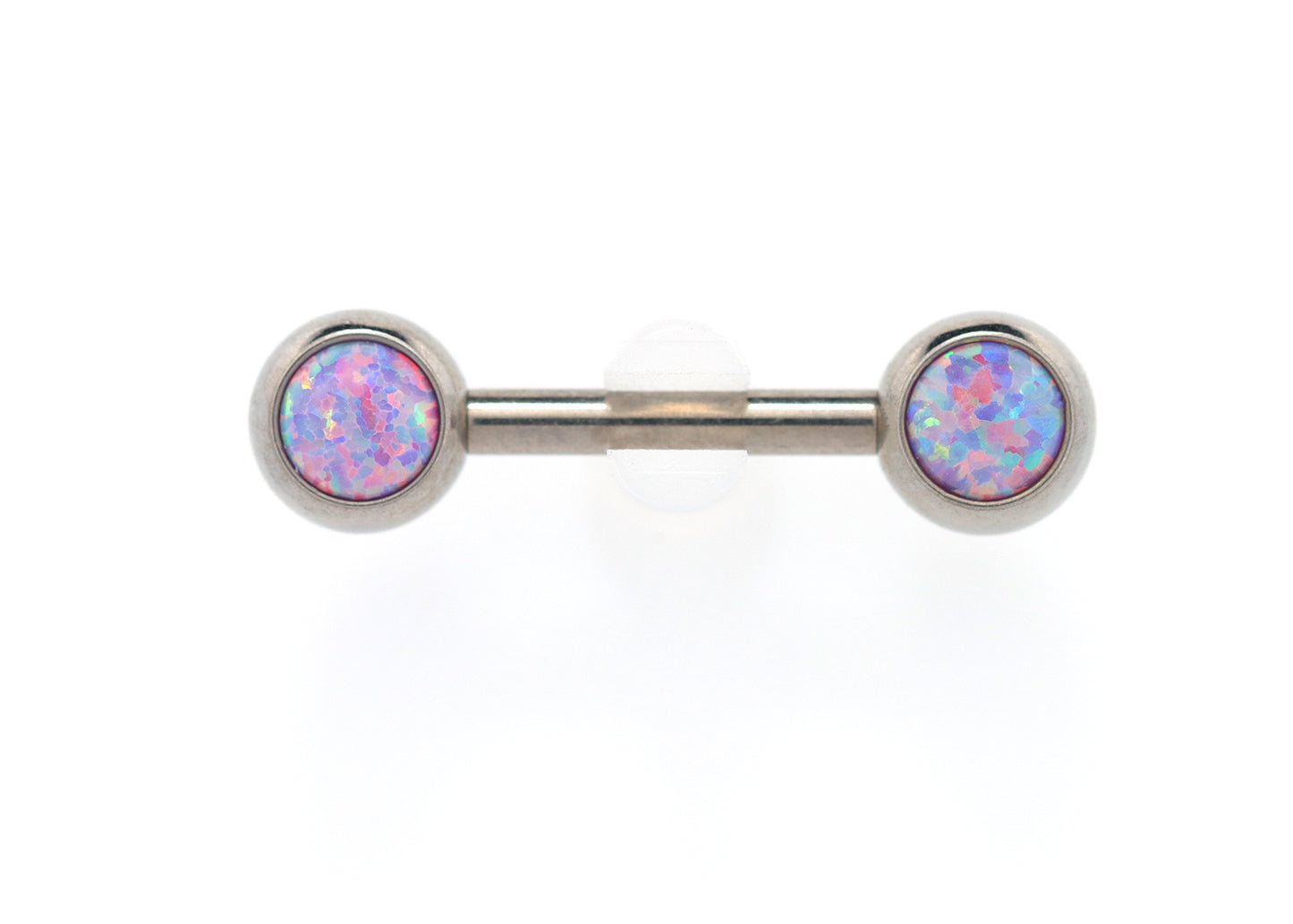 Titanium 5mm Lavender Opal Bezel Nipple Barbell Set