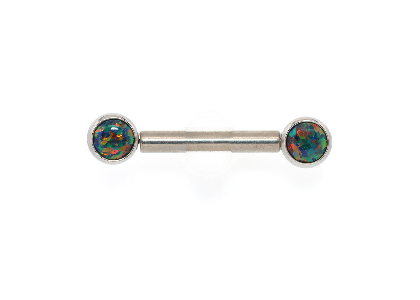 Titanium Black Opal Bezel Nipple Barbell Set