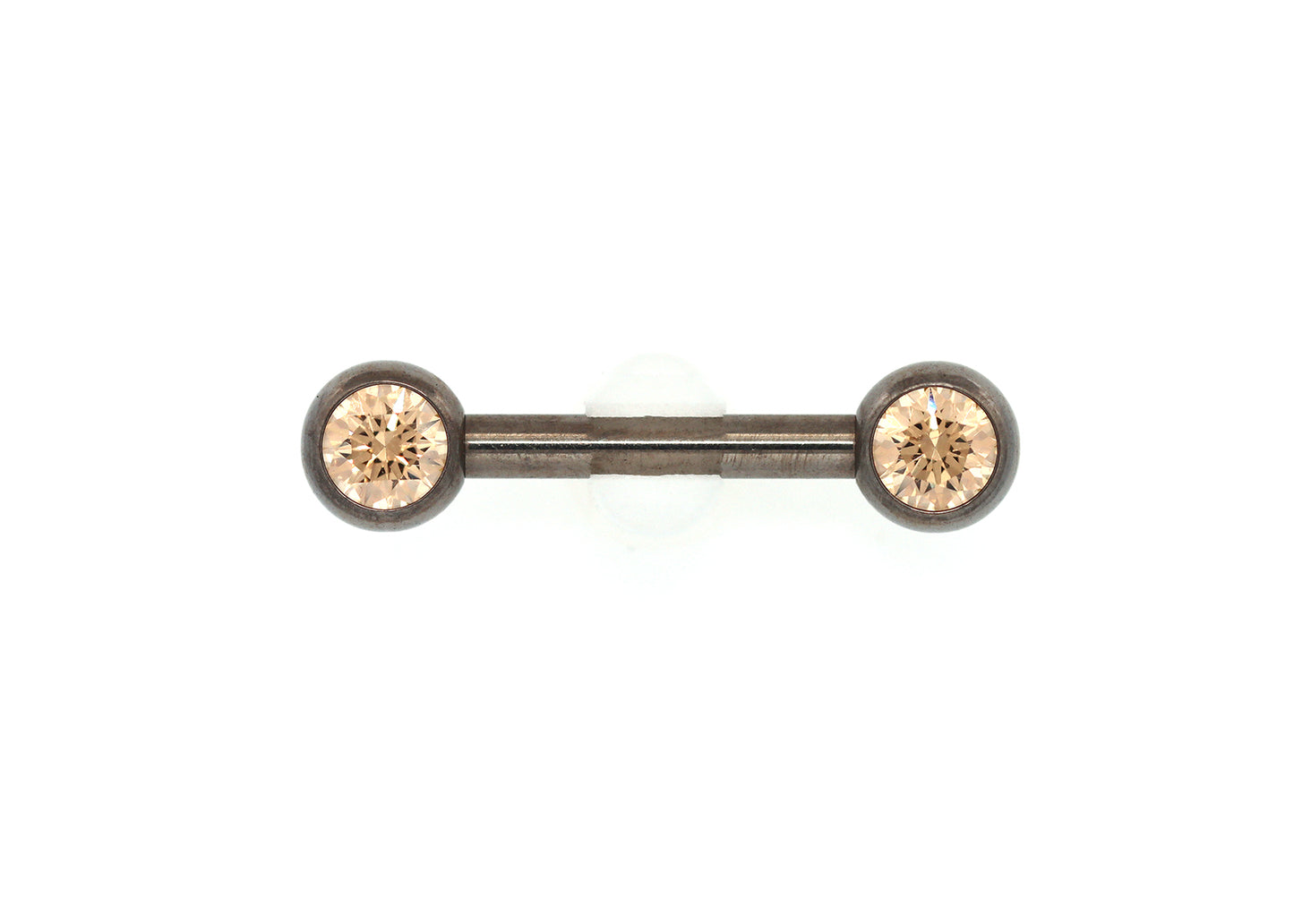 Titanium Champagne Cubic Zirconia Bezel Nipple Barbell Set