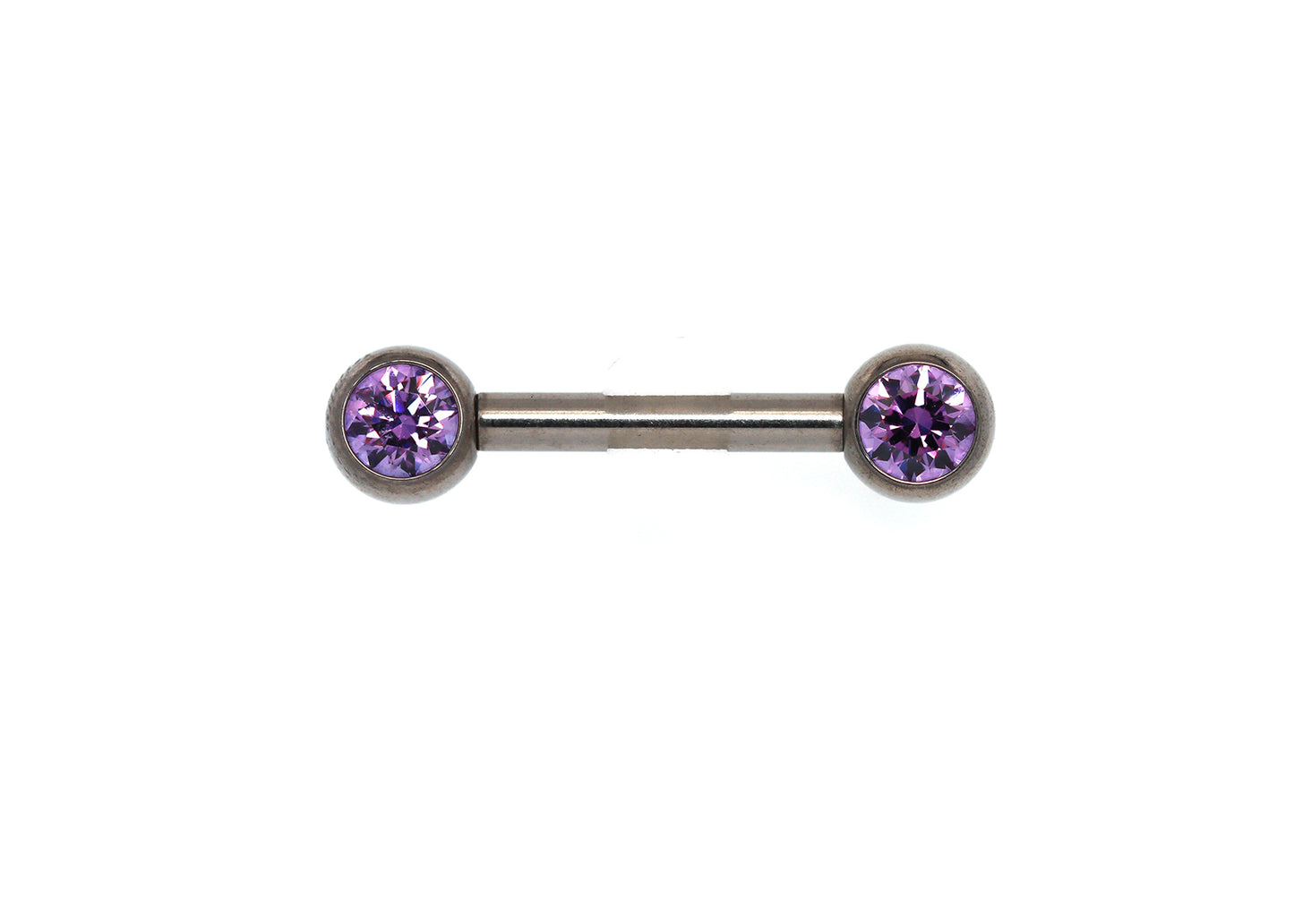 Titanium Lavender Cubic Zirconia Bezel Nipple Barbell Set