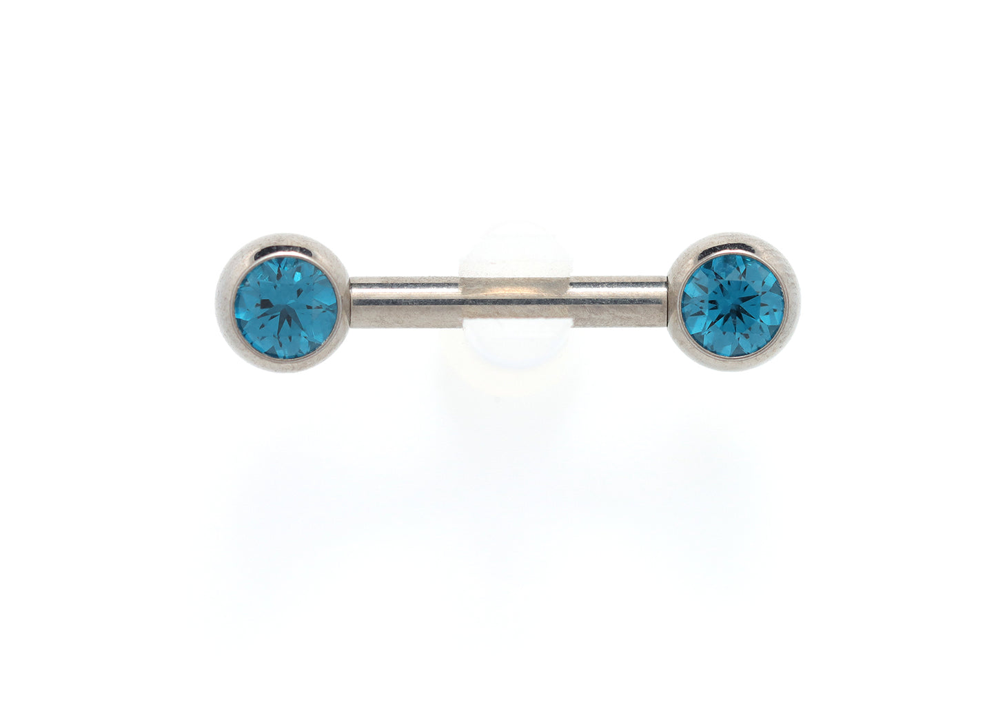 Titanium London Blue Zirconia Bezel Nipple Barbell Set