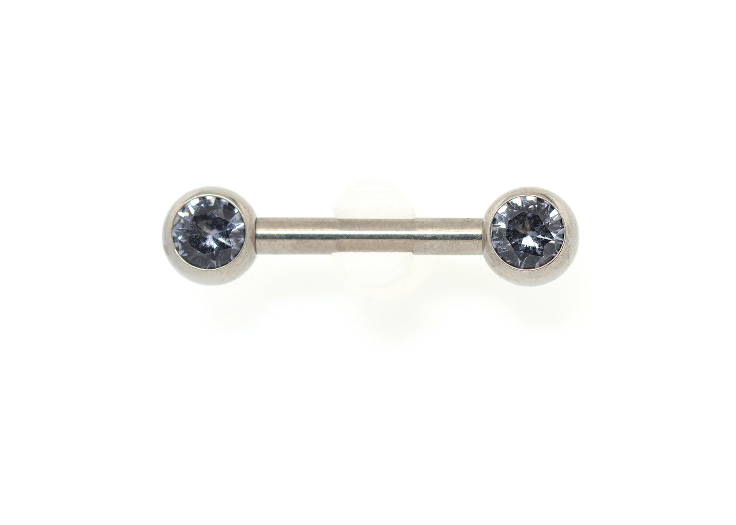 Titanium Ocean Gray Cubic Zirconia Bezel Nipple Barbell Set