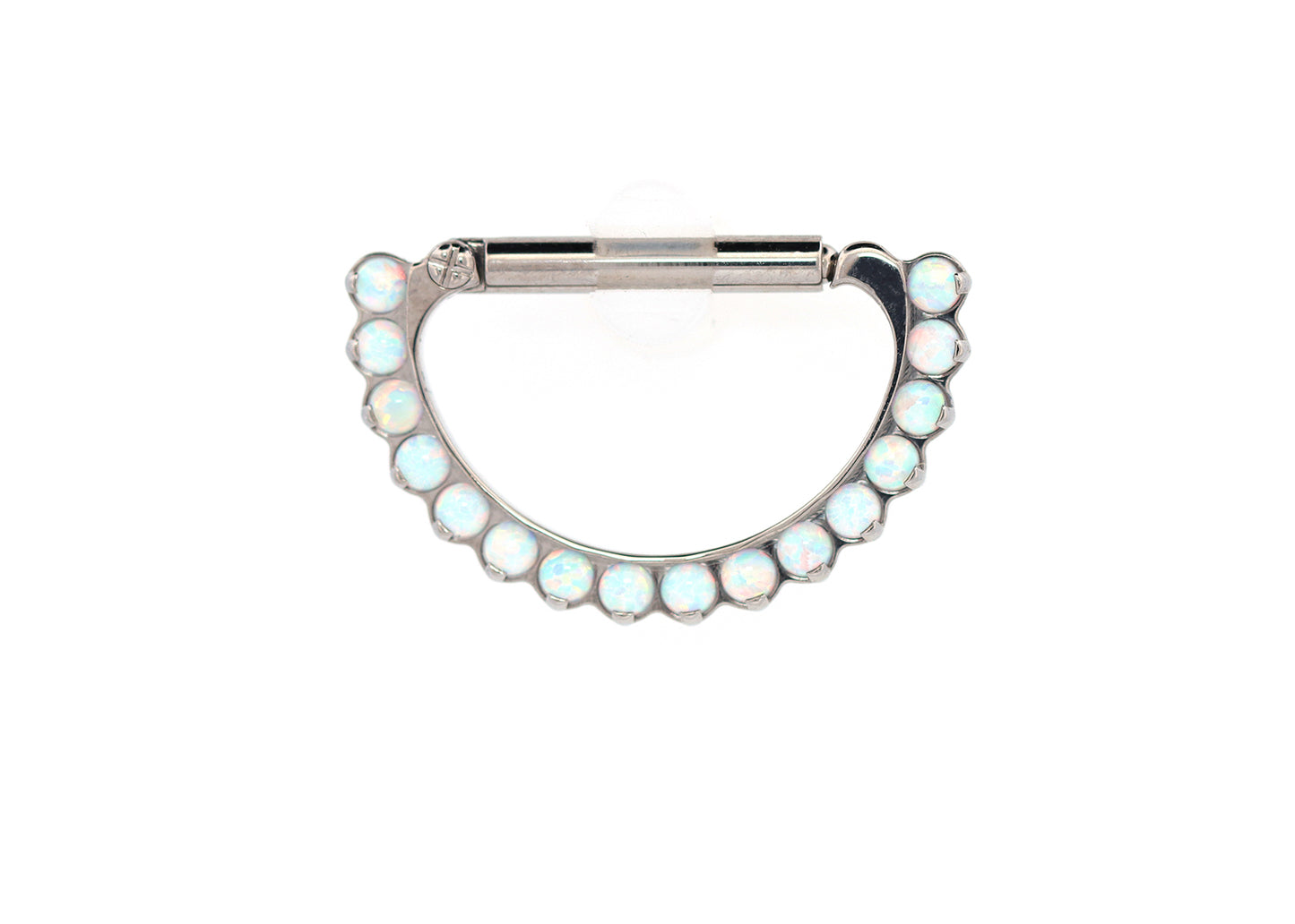 Titanium Odyssey with White Opals Nipple Hanger