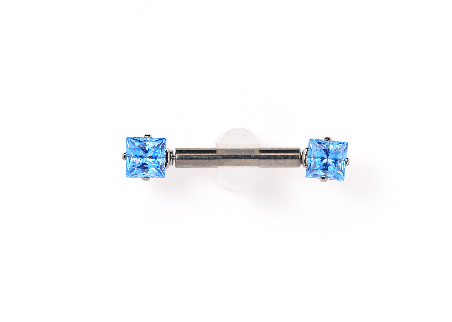 Titanium Princess Cut Artic Blue Nipple Barbell Set