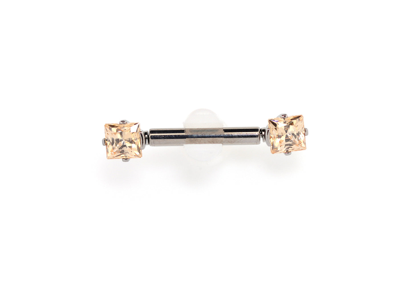 Titanium Princess Cut Champagne Nipple Barbell Set