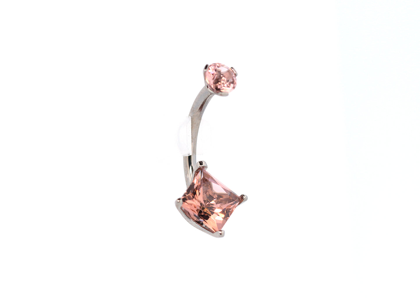 Titanium Princess Cut Dusty Morganite Navel Curve