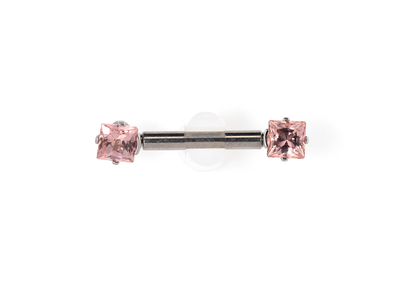 Titanium Princess Cut Dusty Morganite Nipple Barbell Set