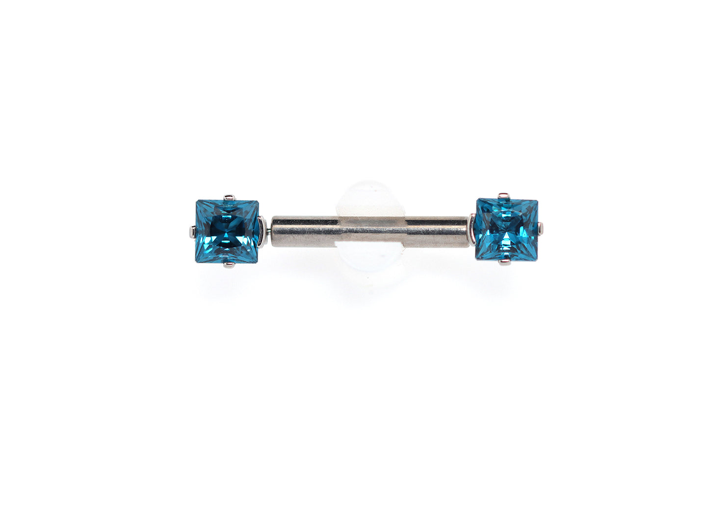 Titanium Princess Cut London Blue Nipple Barbell Set