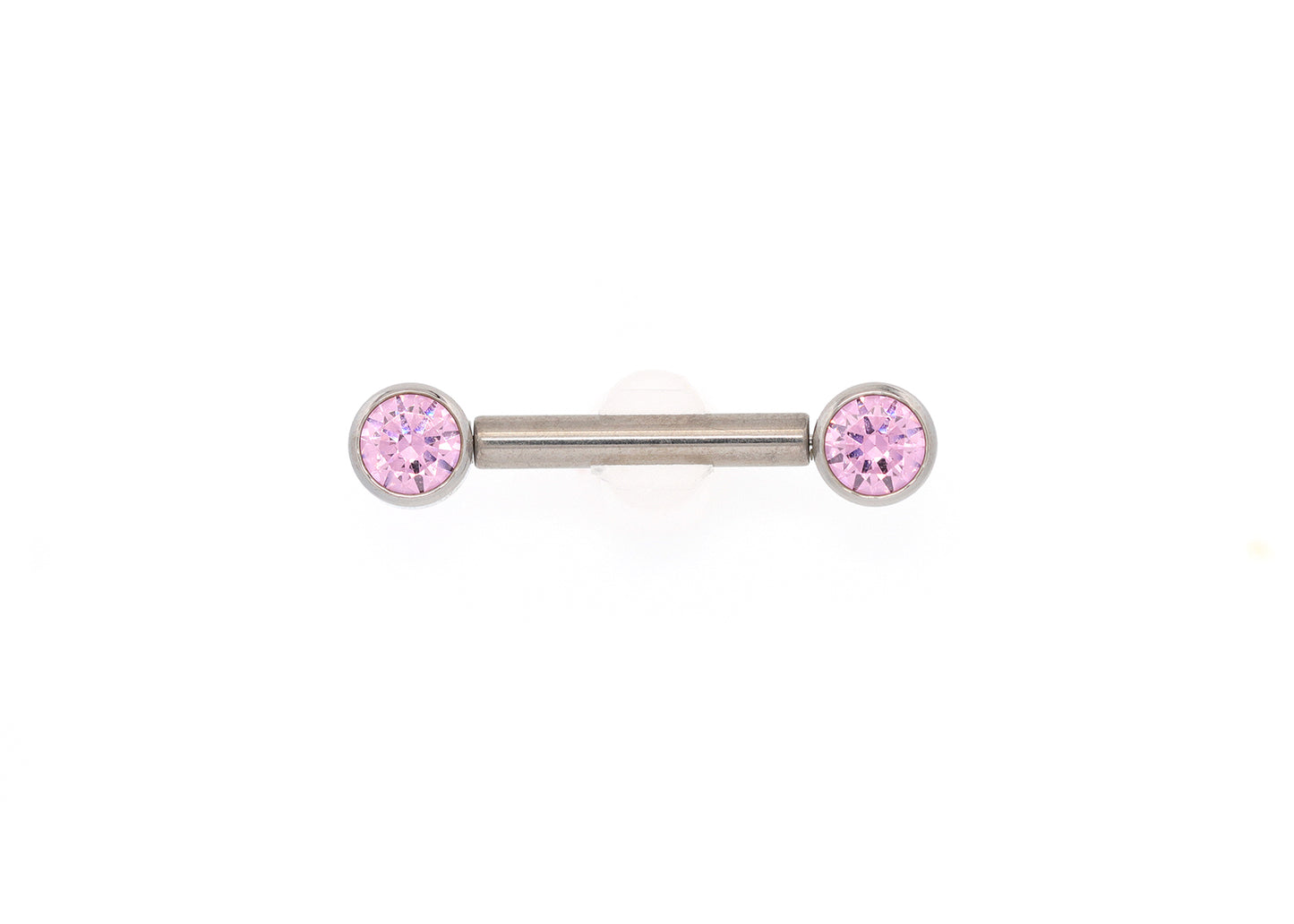 Titanium Pink Cubic Zirconia Bezel Nipple Barbell Set