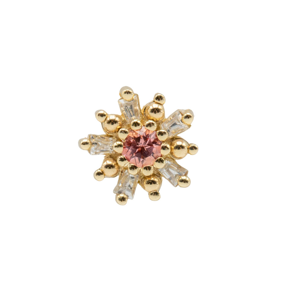 BVLA Elaine Flower with Genuine Padparadscha Sapphire THREADED