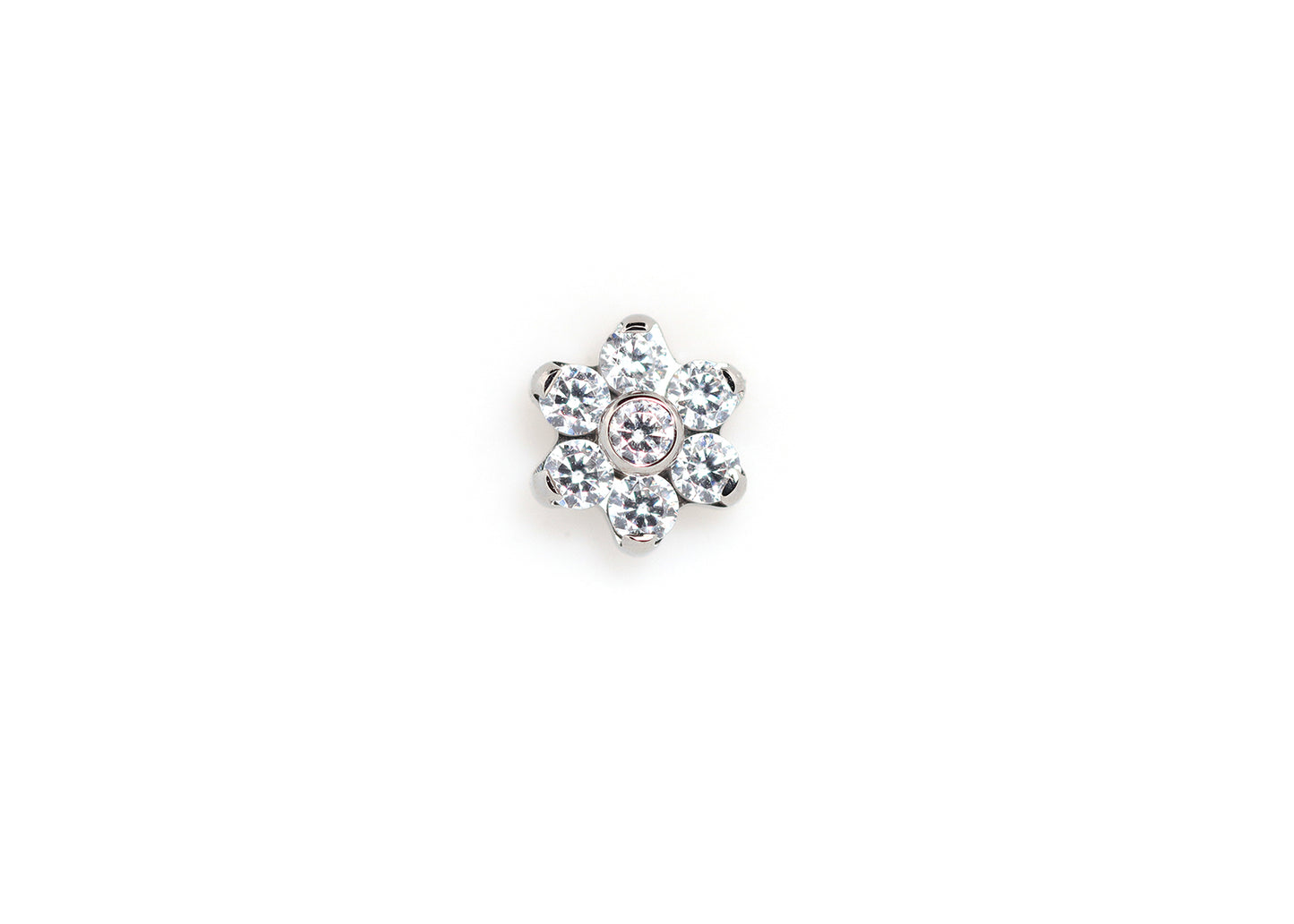 Titanium Extra Large 7 Stone Flower in Cubic Zirconia