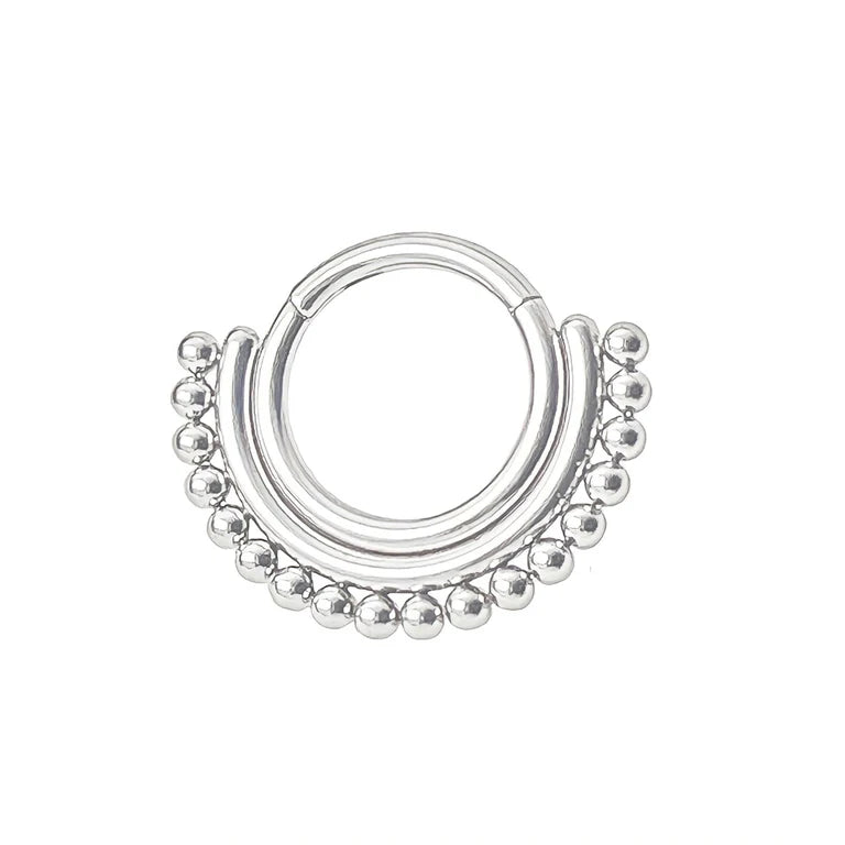 16g 5/16" Titanium Clicker/Hinge Ring w/ beaded accents