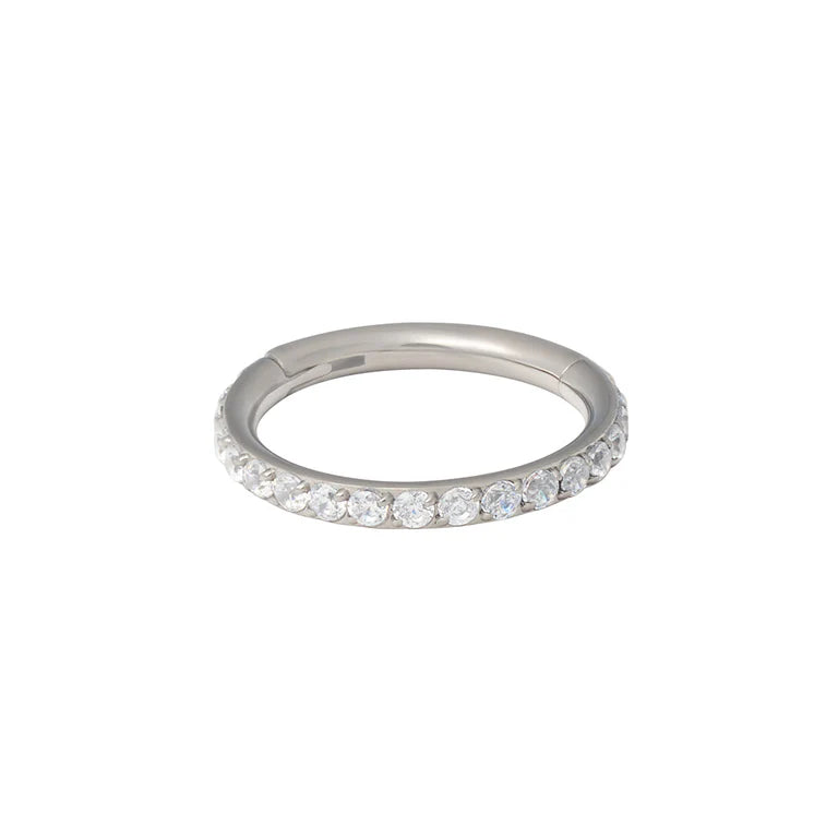 18g 5/16" Titanium Clicker/Hinge Ring SS w/ Cubic Zirconia