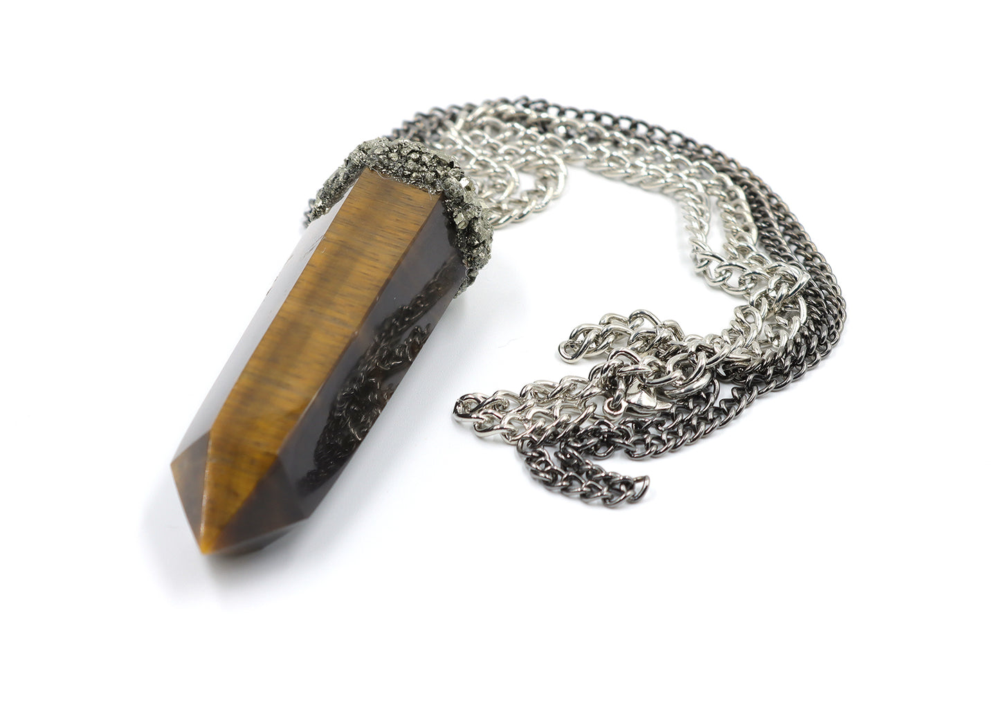 Tigers Eye & Pyrite Crystal Necklace