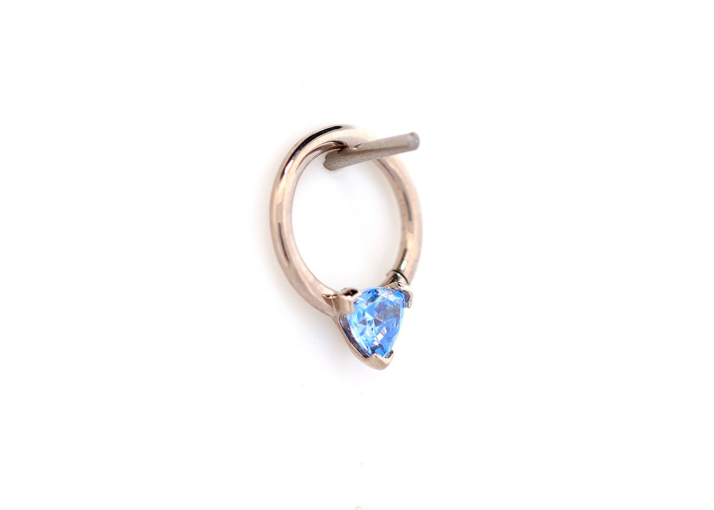 16g Trillion Cut Arctic Blue Cubic Zirconia Seam Ring