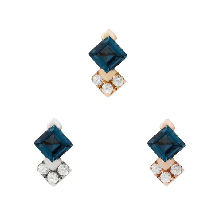 18g Threadless Buddha Jewelry Vivienne w/ London Blue Topaz & CZ